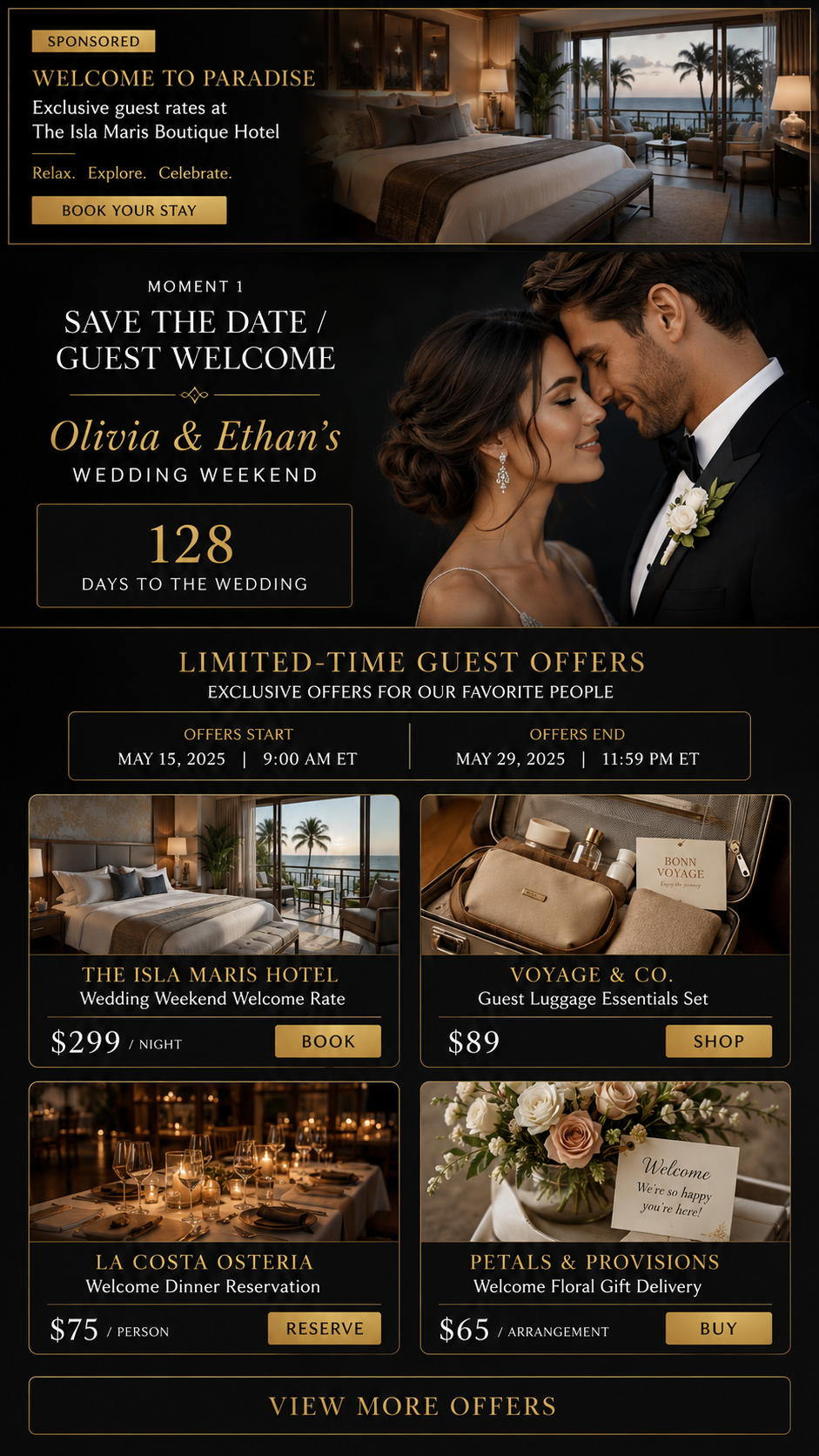 Bride and groom lifecycle drop 01: Save the Date / Guest Welcome